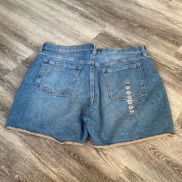 Zara Denim shorts Washed Distressed Unfinished Hem Plus size 20 Boho Moto NWT - Picture 4 of 8